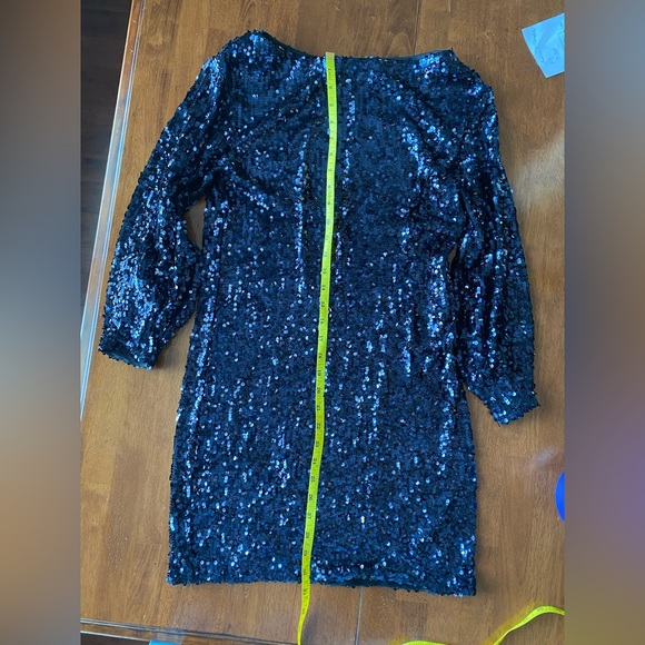 Black sequin long sleeve mini dress with back cutout - Picture 3 of 3